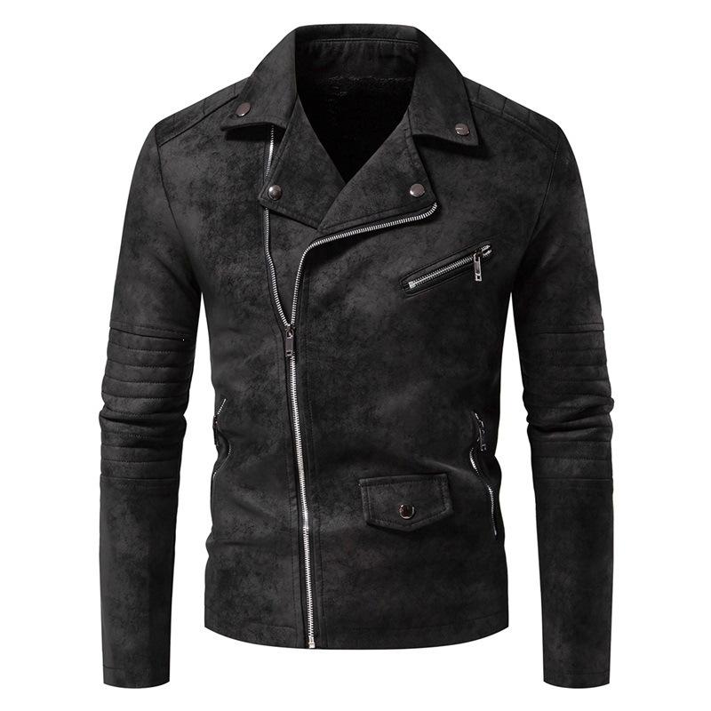 New European, American retro leather jacket, high-end retro tie-dye washed dumb