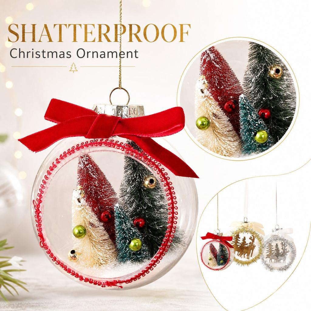 3D-Weihnachtskugel-Ornament, durchsichtige Acryl-Öffnungsfenster-Szene Hängedekoration für den Weihnachtsbaum