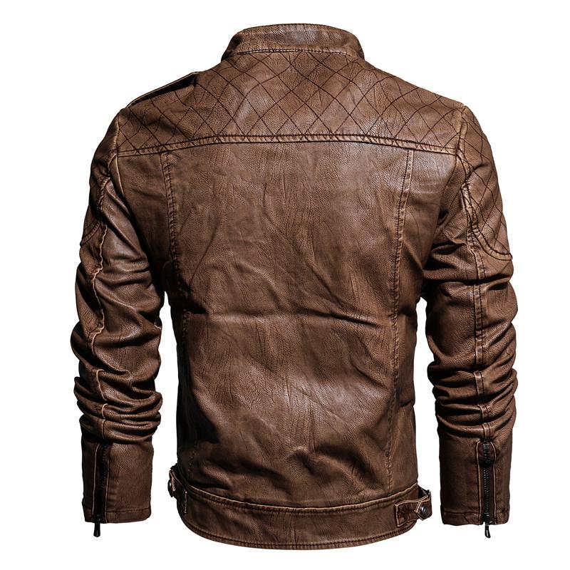 An original autumn and winter men's leather jacket PU jacket men's jacket fashion stand-up collar locomotive trendy brand European and American style