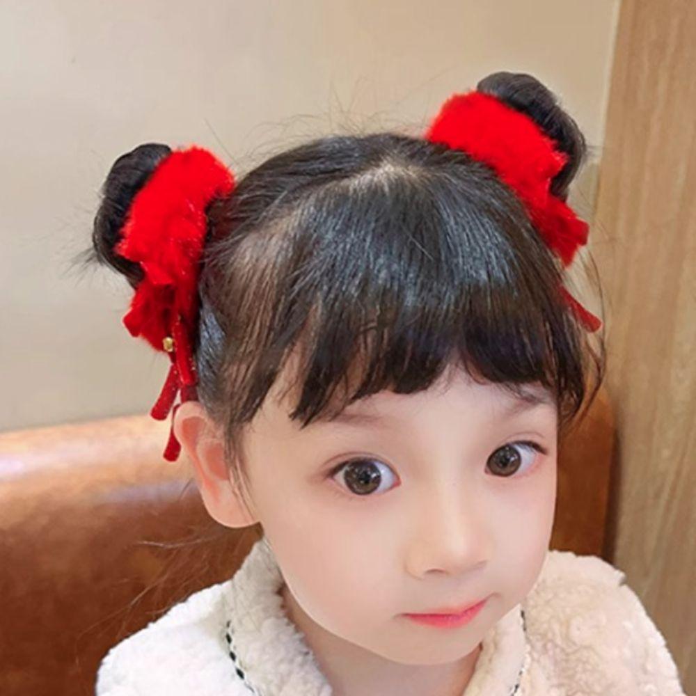 2pcs Ancient Style Chinese Children Hair Band Elastic Girl Hair Ties Girl Headwear  Spring Festival