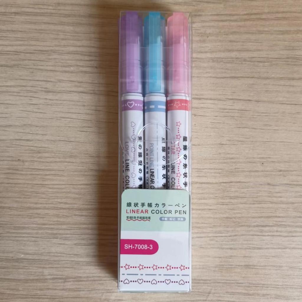 Dual-line Wave Net Red Color Hand Copy Newspaper Pen - Student Fluorescent Pen