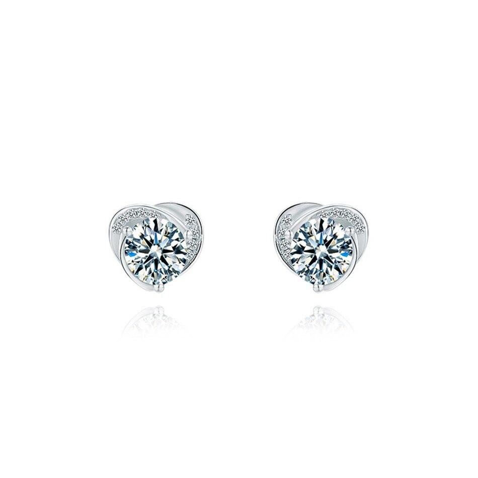 0 .5 Carat D Color Moissanite Stud Earrings For Women 925 Sterling Silver Sparkling Heart Flower Party Fine Jewelry