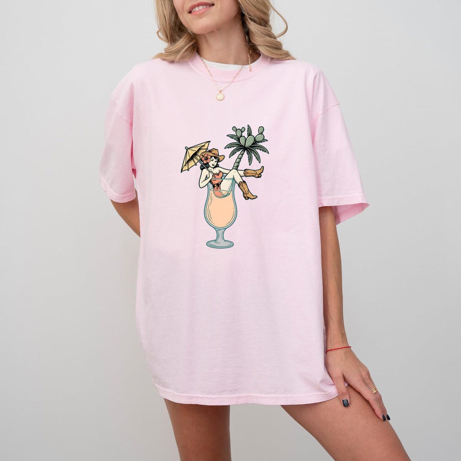 Desert Disco Shirt, Cowgirl Cocktail Tee, Western Summer Graphic, Coastal Cowgirl Top, Beach Vacation Apparel, Cute Hand Drawn Cactus S