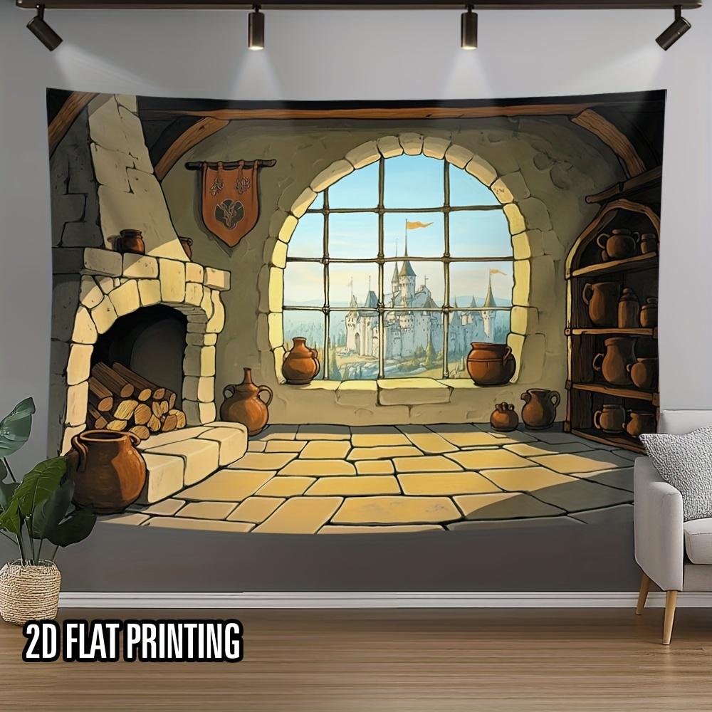 1 Piece of 2D Flat-printed Cozy Cottage Landscape Art Photography Background Suitable for Party Banners Easy To Hang