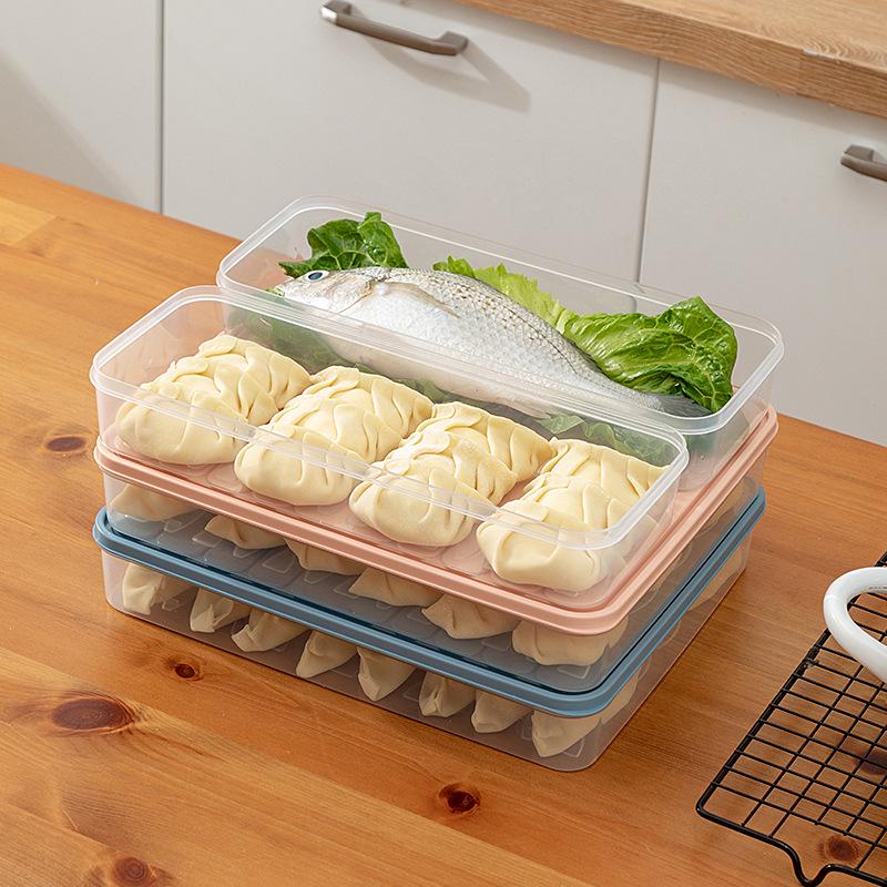 Household Lidded Square Refrigerator Storage Box for Quick-Freeze Dumplings and Sealed Fresh Food.