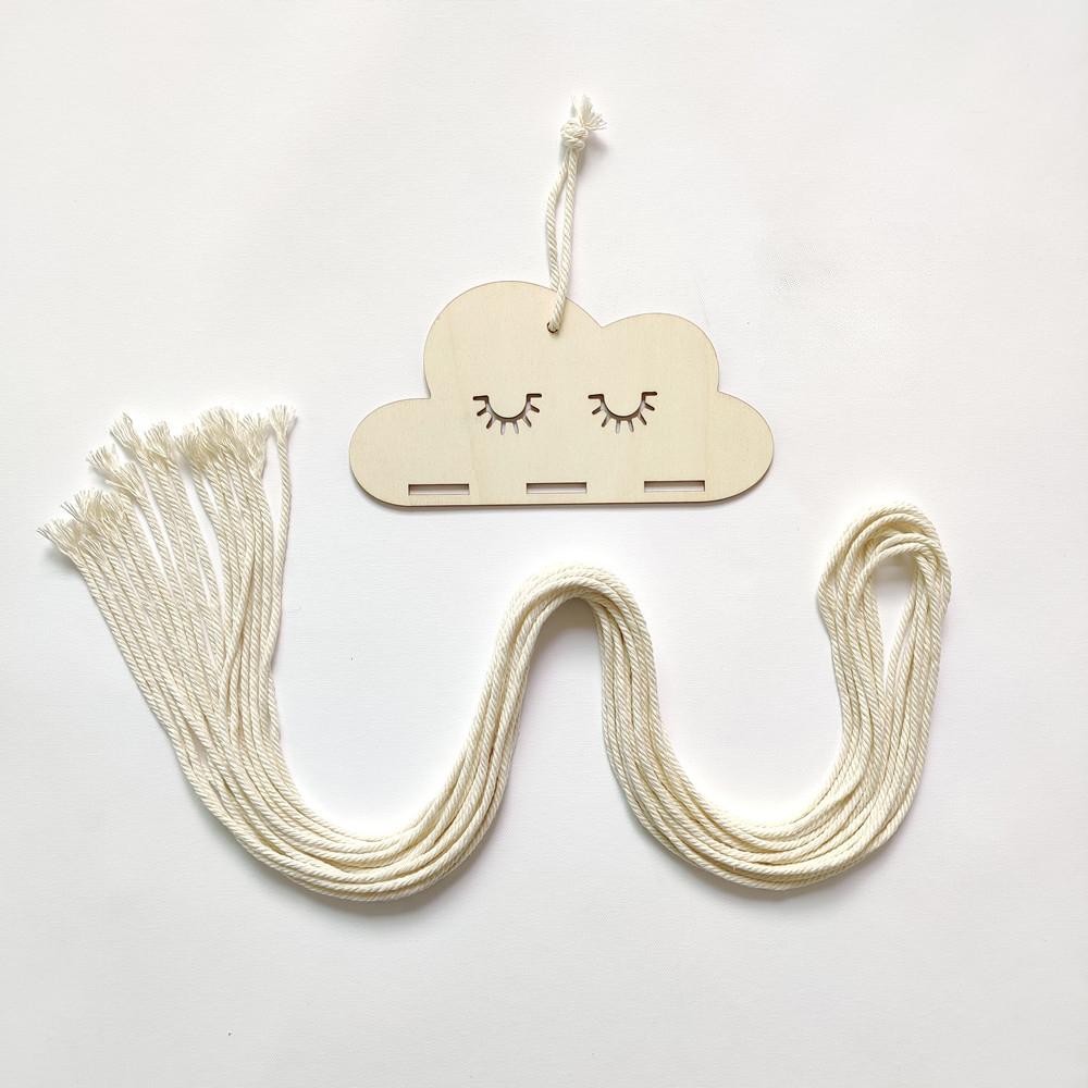 Nordic Style Wood Chip Cloud Hairpin Organizer with Princess Headband Accessories Finishing Pendant DIY Accessory Bag