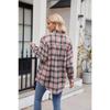 YYFS Bluzki i koszule damskie Casual Wiosna Jesień Krata Nadruk Długi rękaw POLO Kołnierz