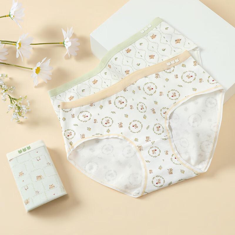 FenTeng Women's 3-Pack Mid-Rise Cartoon Briefs with Antibacterial Crotch