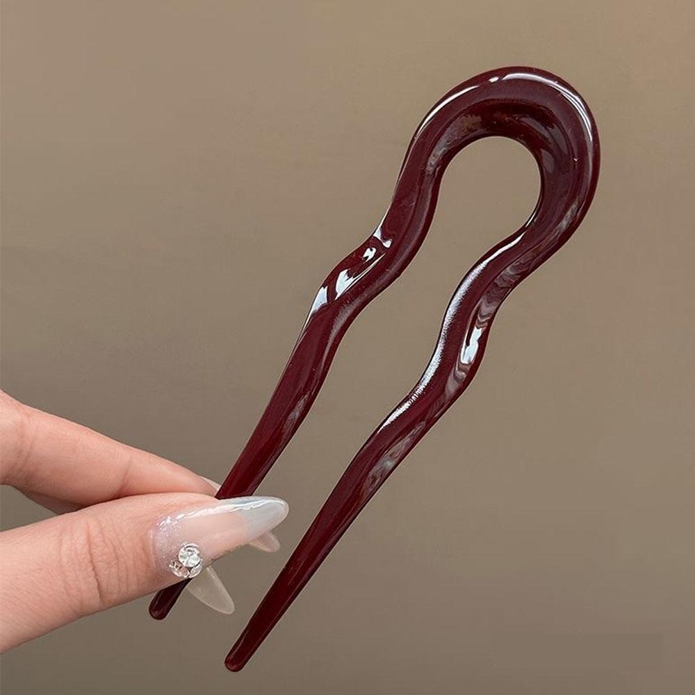 U-Shaped Hair Fork Tortoiseshell Acetate Acrylic Hairpin Hair Sticks Women Girls Design Headwear Elegant Chinese Style
