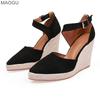 Pointed Toe Women's Wedge Shoes Platform High Heel Espadrille Sole Summer Fashion Sandals Dress Pumps Size34-42 Zapatos De Mujer