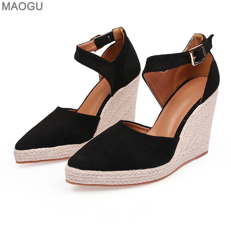 Pointed Toe Women's Wedge Shoes Platform High Heel Espadrille Sole Summer Fashion Sandals Dress Pumps Size34-42 Zapatos De Mujer