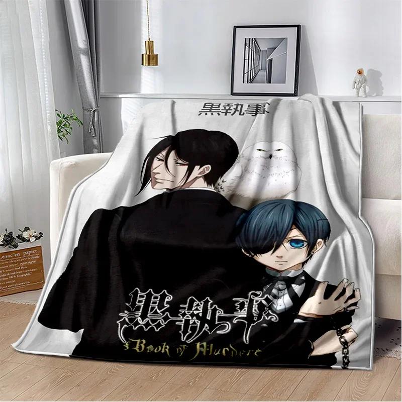 3D Anime Black Butler Cartoon Blanket,Soft Throw Blanket for Home Bedroom Bed Sofa Picnic Travel Office Rest Cover Blanket Kids