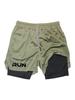 Men's 2-in-1 Running Shorts with RUN Print - Gym Workout Quick Dry Compression Sport Shorts for Fitness Jogging 00432