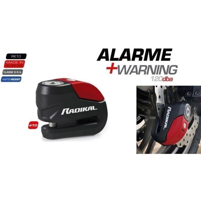 RADIKAL RK10 Anti Diefstal Hangslot Voor Motorfietsen 120 DB Universele Led Zoemer Hoge Beveiliging Classe Sra Goedgekeurd Schacht Van 10 Mm Zwart En Rood 626484675