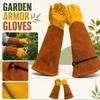 Heavy Duty Leather Gardening Gloves Extended Length Protective Gloves for Outdoor Work Gardening and Yard Maintenance