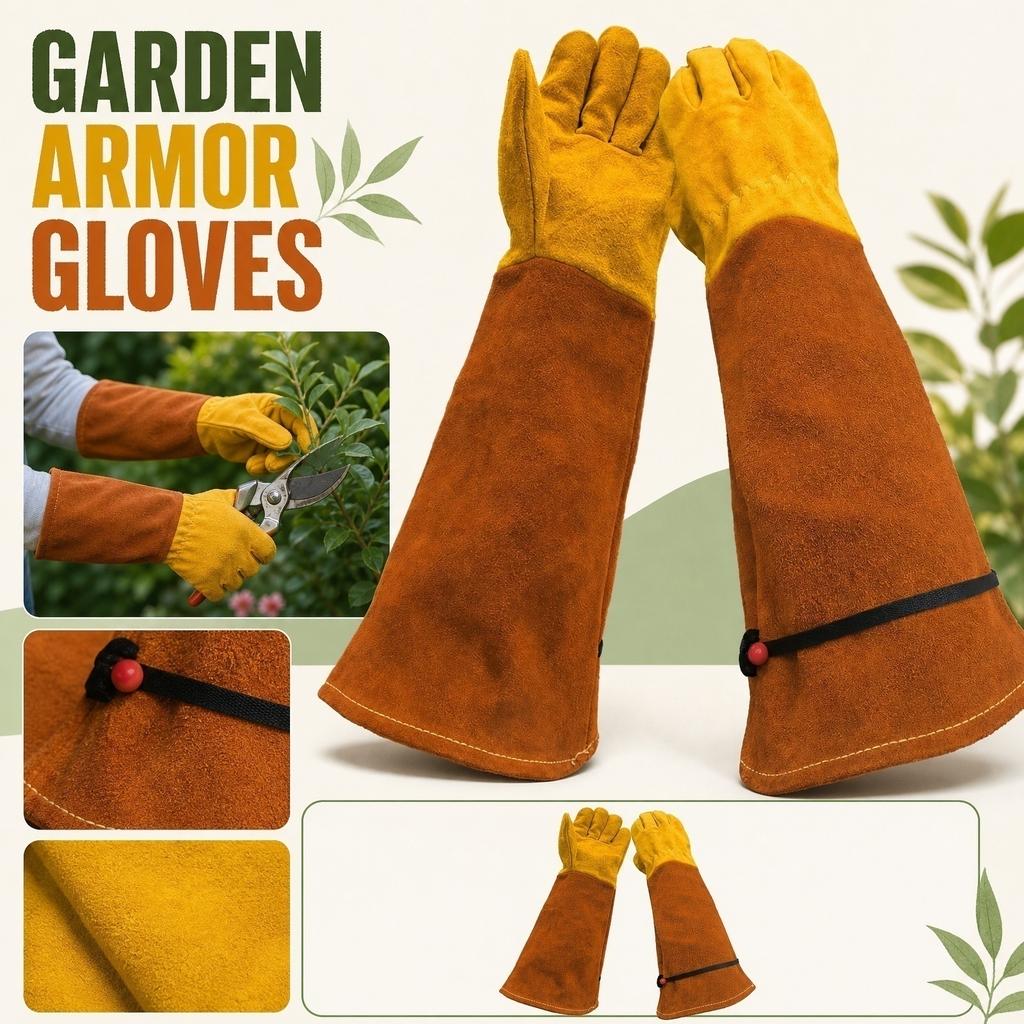 Heavy Duty Leather Gardening Gloves Extended Length Protective Gloves for Outdoor Work Gardening and Yard Maintenance