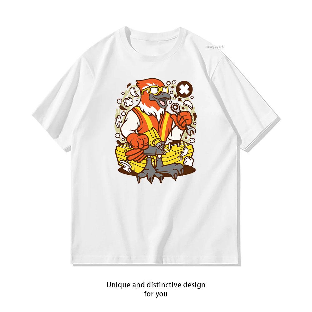 

GizmoGrip Bird Mechanic cotton T shirt Unisex Adult couple streetwealtops tee Short sleev Casual 4XL