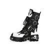 Men's Flame Metallic Goth Skull Punk Motorcycle Boots Platform Mid-Calf Boots Rock Round Toe Zip Women Western Biker Fashion