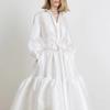 European And American Autumn And Winter New Models, Women'S Lace Splicing White Long-Sleeved Casual, Dress Women