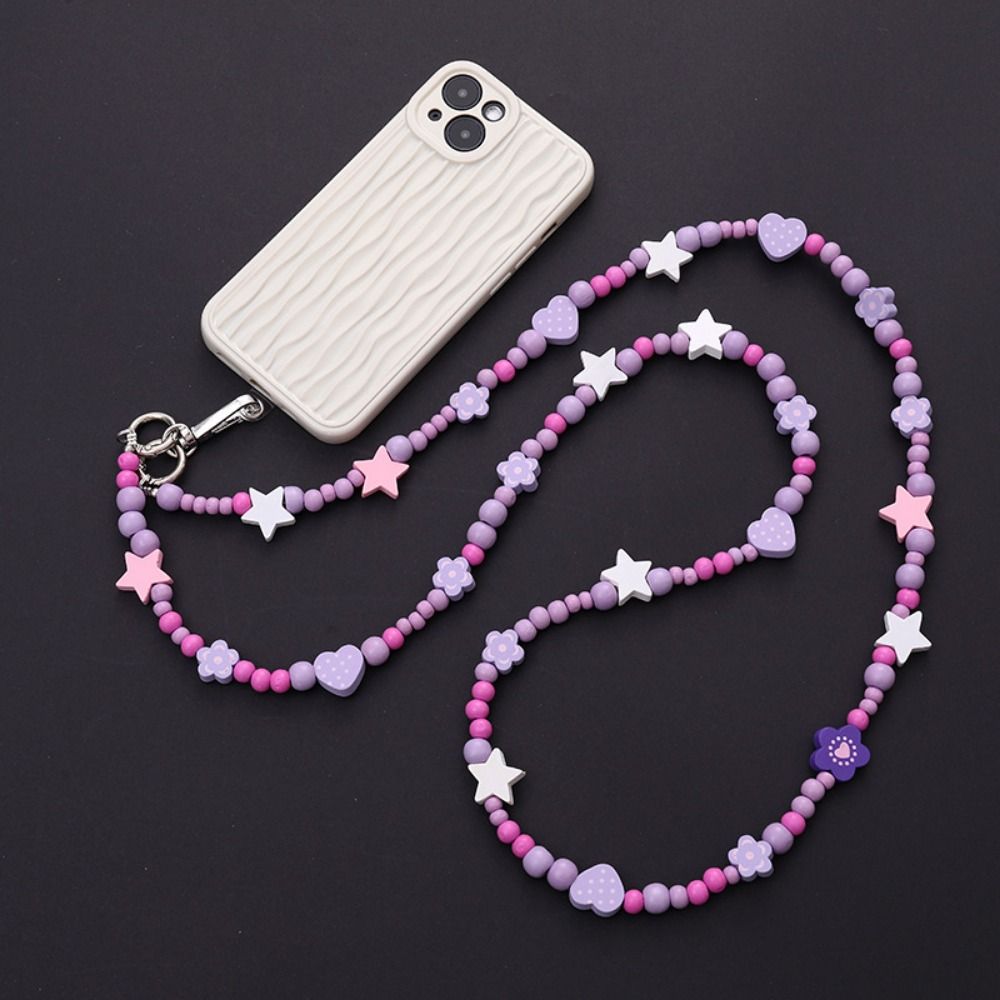 Beads Mobile Phone Lanyard Flower Phone Neck Straps Crossbody Phone Strap  Phone Case Hanging