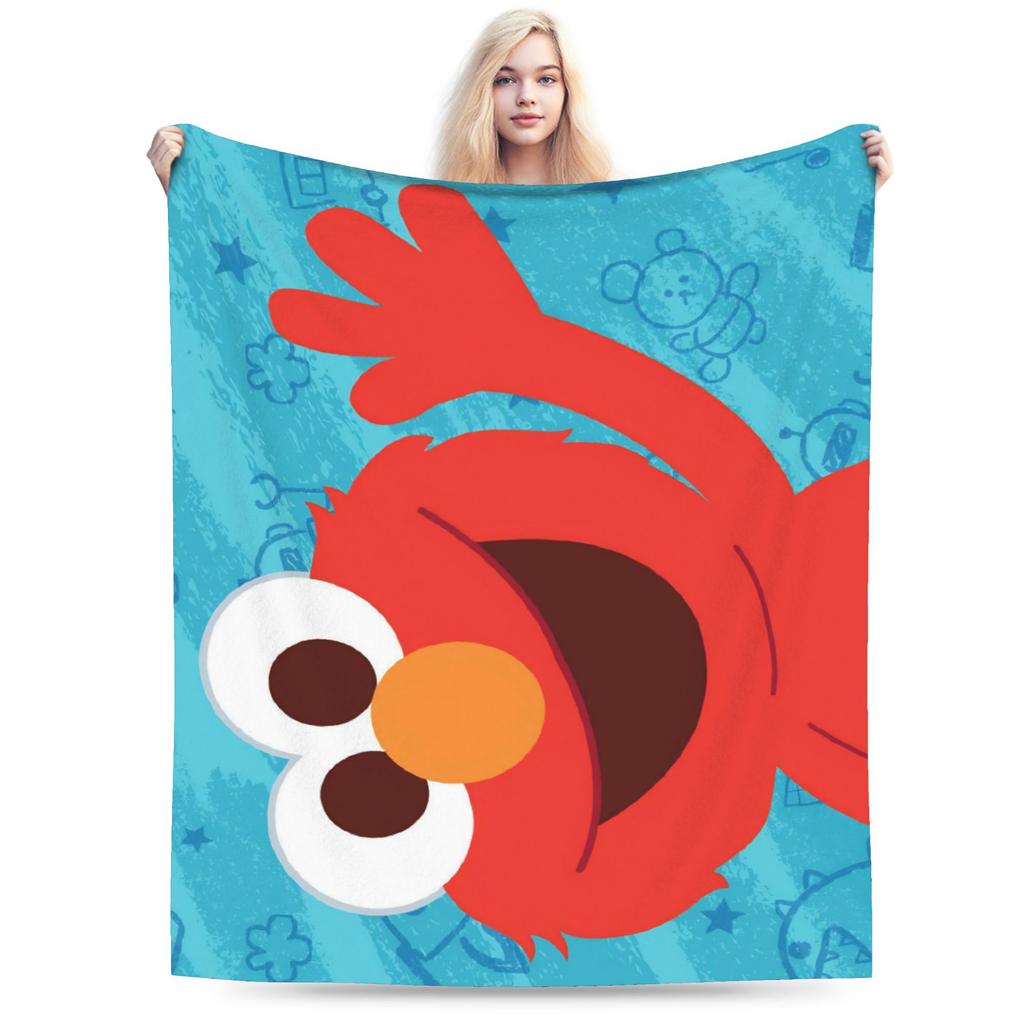 Red Dancing Elmo Pattern Sesame Street Wool Blankets  Novelty Throw Blankets for  Sofa Bedding Lounge 125*100cm Bedspread