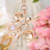Rhinestone Starfish Keychain Sparkling Shell Faux Pearl Keyring Pendant for Purse Backpack Accessory Gift for Friends