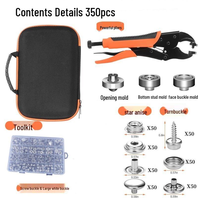 Heavy Duty Adjustable Snap Fastener Tool for Boat Covers with Large White Buckle