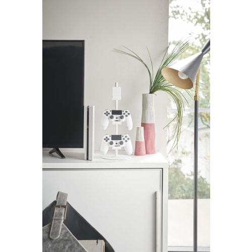 Yamazaki Game Controller Storage Rack, White, Approx. W17 X D17 X H38.5cm, Smart, Charges Controllers While Placed, Controller Case, 5088