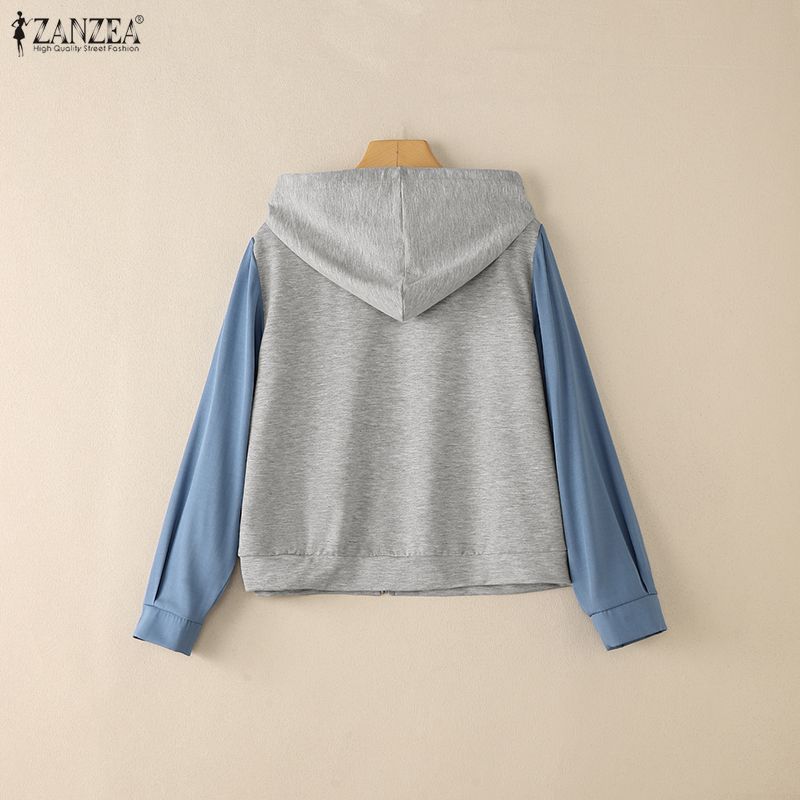 ZANZEA Women Casual Long Sleeve Hoodies Thin Cardigan Outwear