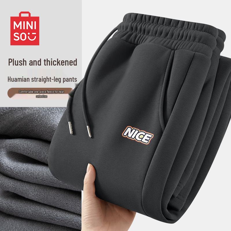 

MINISO Men s Winter Fleece-Lined Casual Pants 3XL