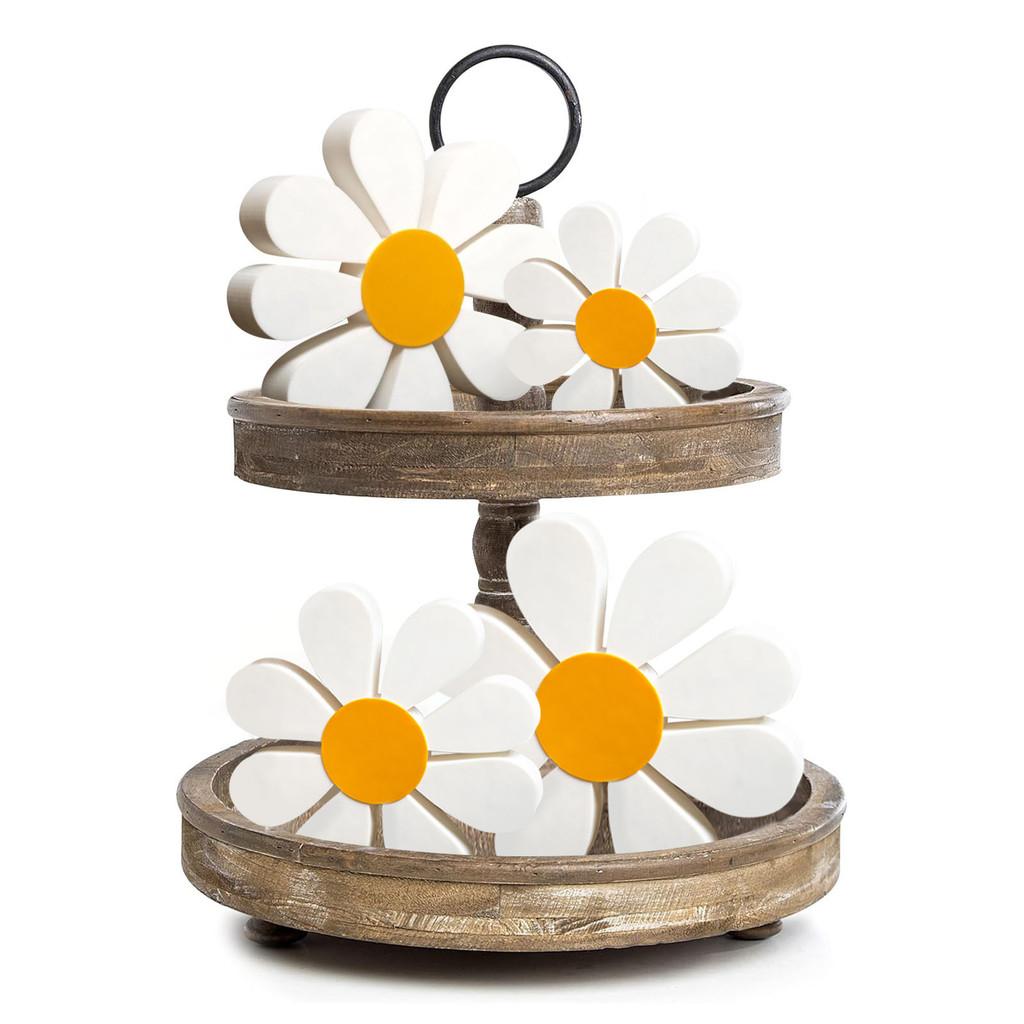 Holz Gänseblümchen Dekorationsset Mit 3D Blumen Design Für Rustikalen Wohnakzent