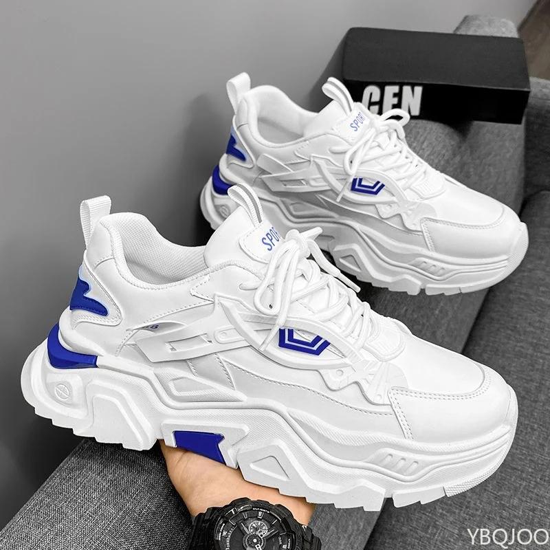 Fashion New Breathable Men's Sneakers Comfortable Platform White Shoes Trend Lace-up Vulcanized Shoes White Casual Sneakers Zapatillas