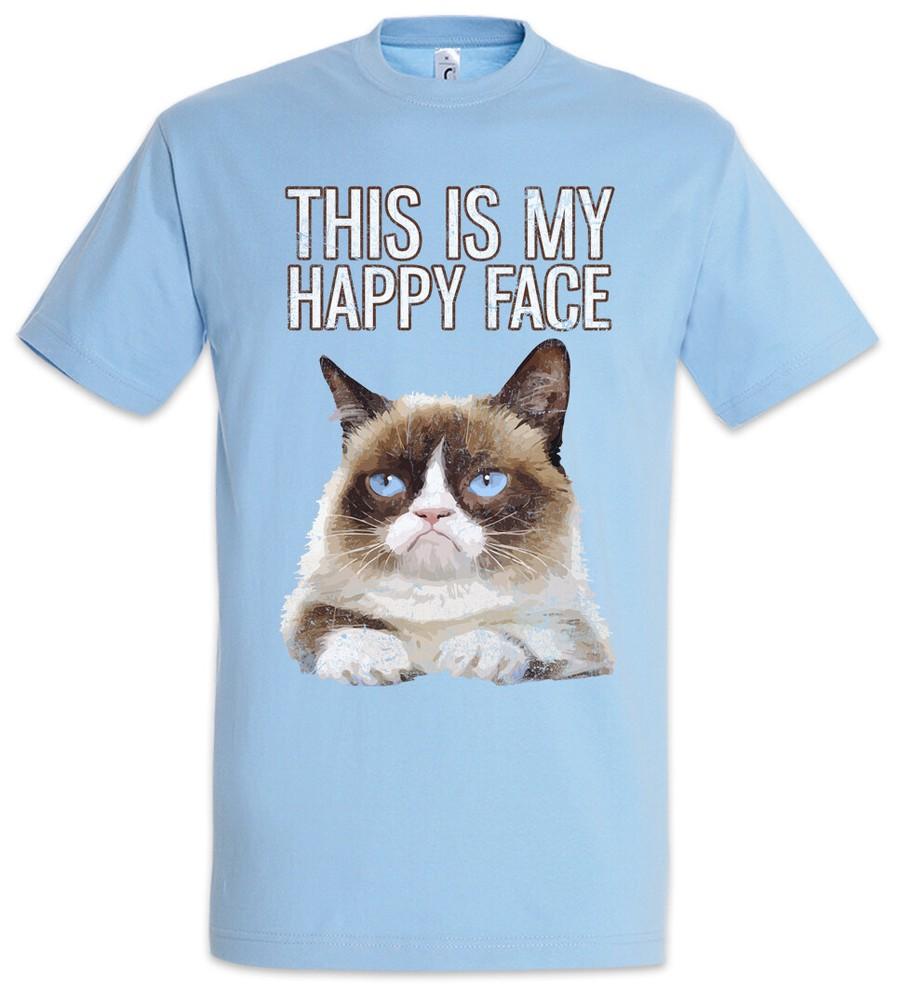 

This Is My Happy Face Mens T-Shirt Grumpy Cat Face Cat Smile Rockabella 3XL