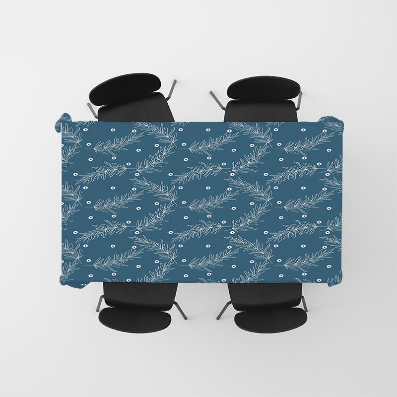 Modern Nordic Style Floral Printed Tablecloth Perfect for Dining Room Decor Events Party Supplies Home Decoration Fabric Blue