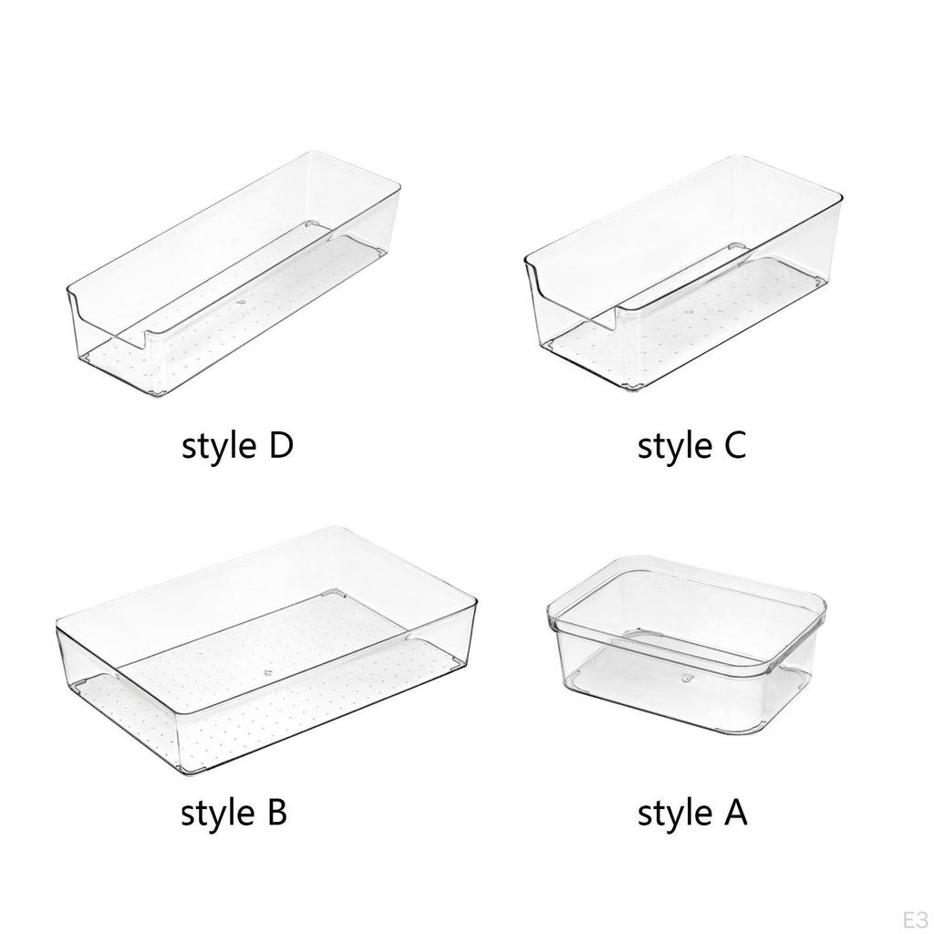 Clear Drawer Organizer Storage Tray Bin Stackable Desktop Box Fridge for
