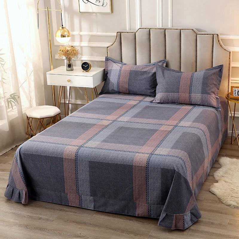 Vintage Geometric Pattern Bed Sheet Set 100% Cotton Luxury Classic Bedspread with 2 Pillowcases Queen King Size Bedding Set