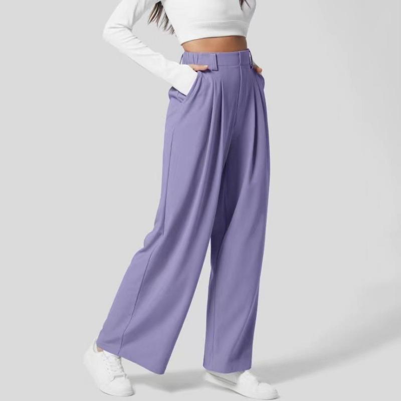 Fashion Loose Plus Size Women Pants New Casual Pleated Elegant Office Long Pants Ladies Woman Solid Color High-waisted Wide-leg Pants Loose Trousers