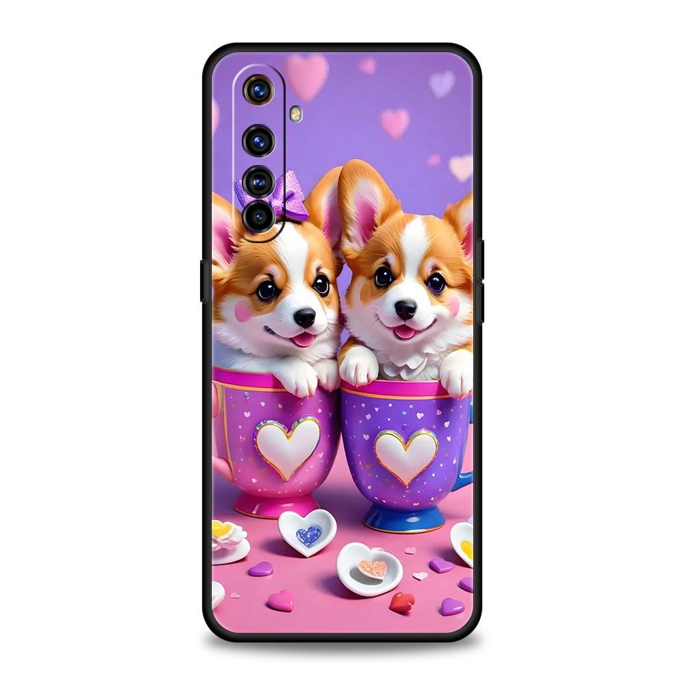 Cute Corgi Dog Case For Realme C67 C63 C55 C53 C35 C25 C21 GT 2 3 5 6 10 11 12 13 Pro Plus 5G Soft TPU Phone Cover Fundas Capas