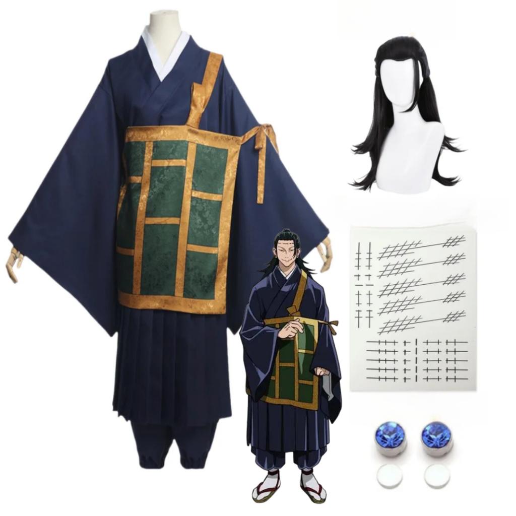 Geto Suguru Cosplay Anime Jujutsu Kaisen Costume  Black Blue Kimono  School Uniform