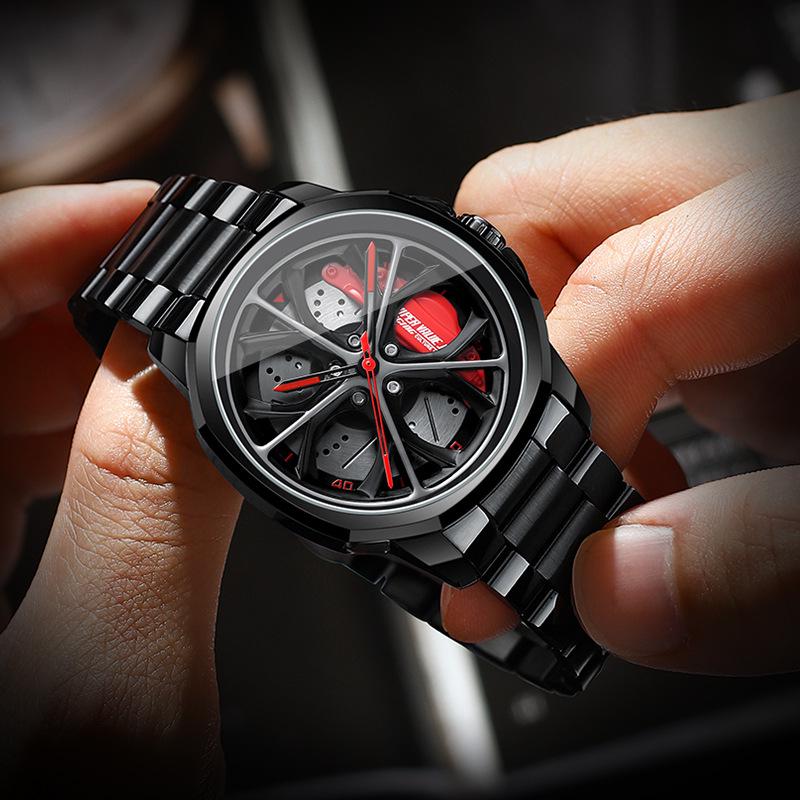 SVJ Men's Wheel Watch: Cross-border Bestseller with 3D Hollow Design & Car Mod Brake Caliper