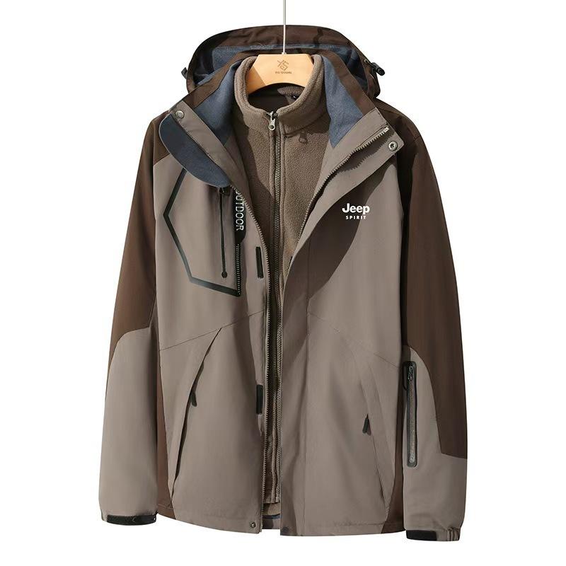 Outdoor Jacket Men's Three-in-one Waterproof and Windbreaker Removable Thickened Autumn and Winter Mountaineering Jacket Women