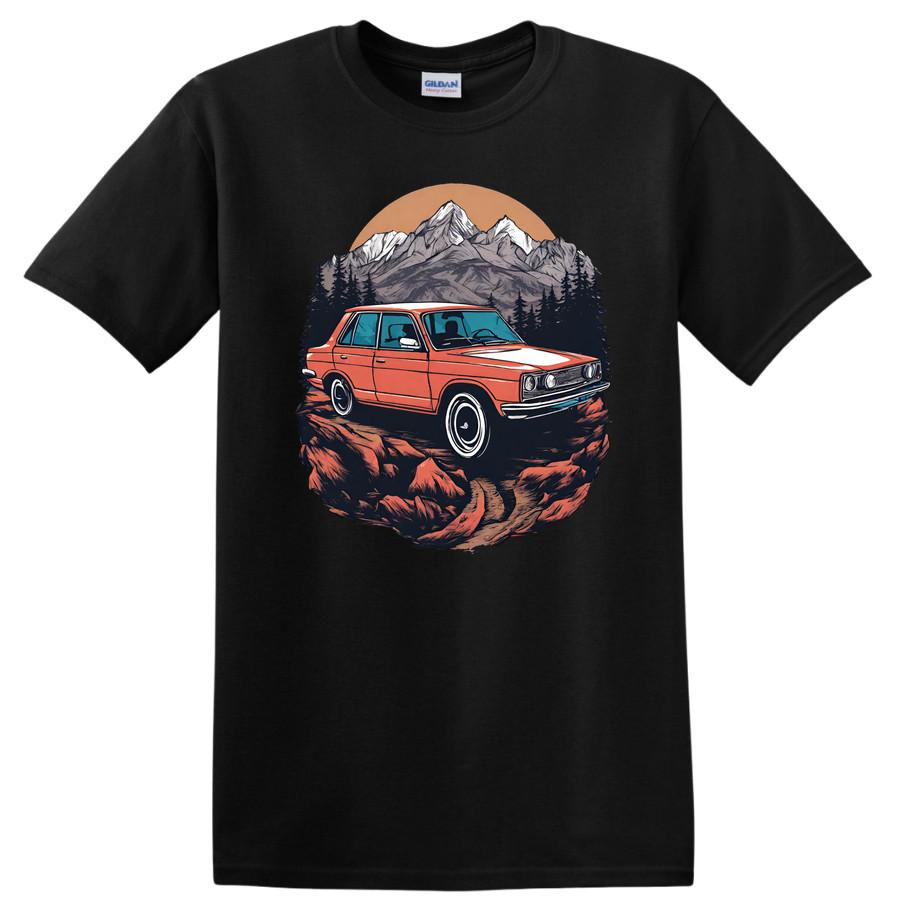 Vintage Car Adventure T Shirt Classic Car Mountain Design Off Road Tee 2XL