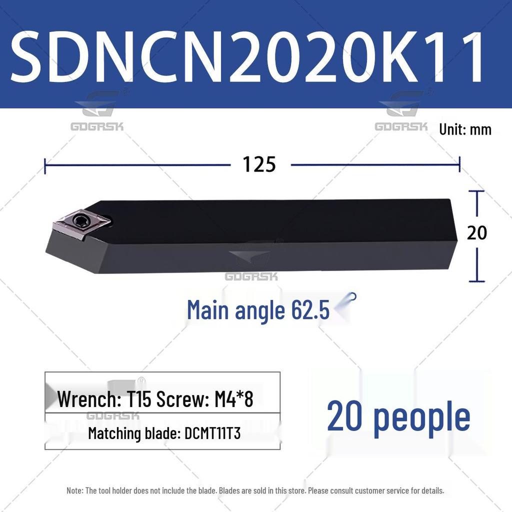 Rhombic CNC External Turning Tool Holder, 62.5° Lathe Clamping Tool, Models SDNCN1212H07/1616H11.