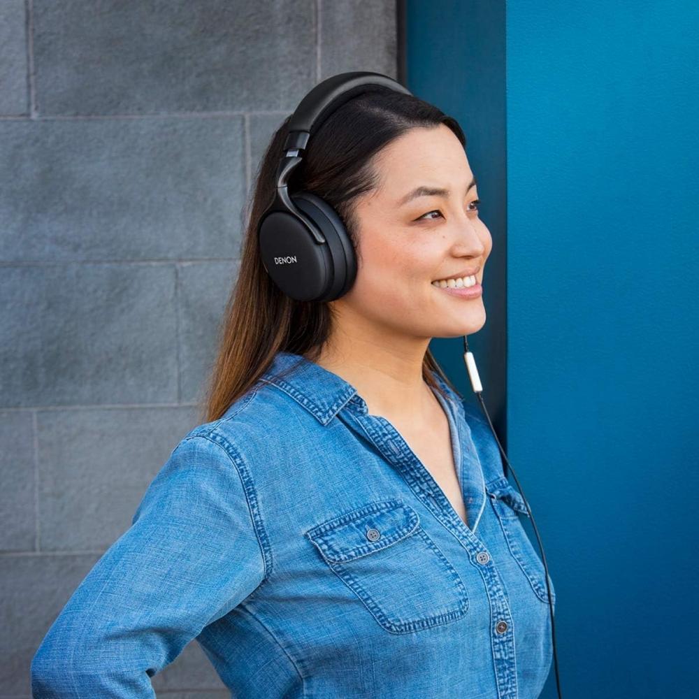 Denon AH D1200 Over-Ear-Premium-Kopfhörer mit In-Wire-Fernbedienung und Mikrofon, schwarz 