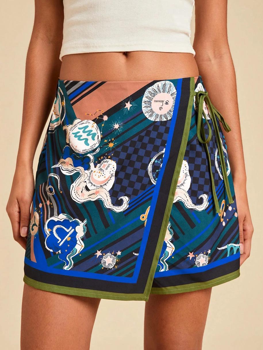

2026 European Spring/Summer Tropical Resort High-Waisted Casual Printed Shorts Large