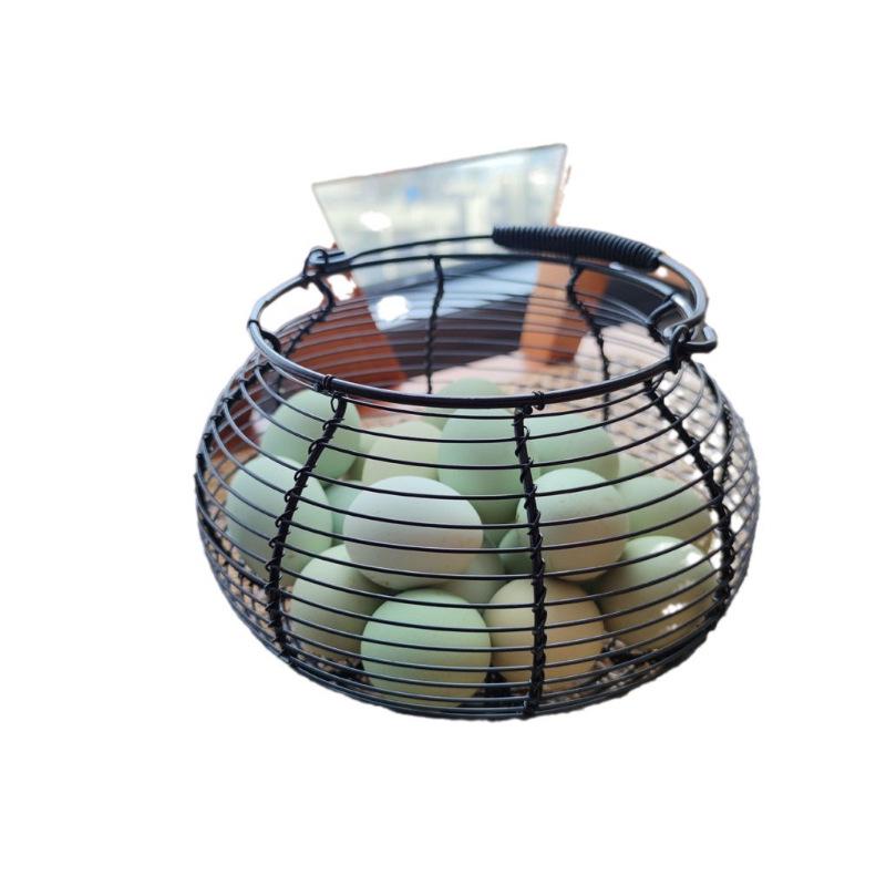 Round Hand-held Woven Iron Egg Basket for Kitchen Use