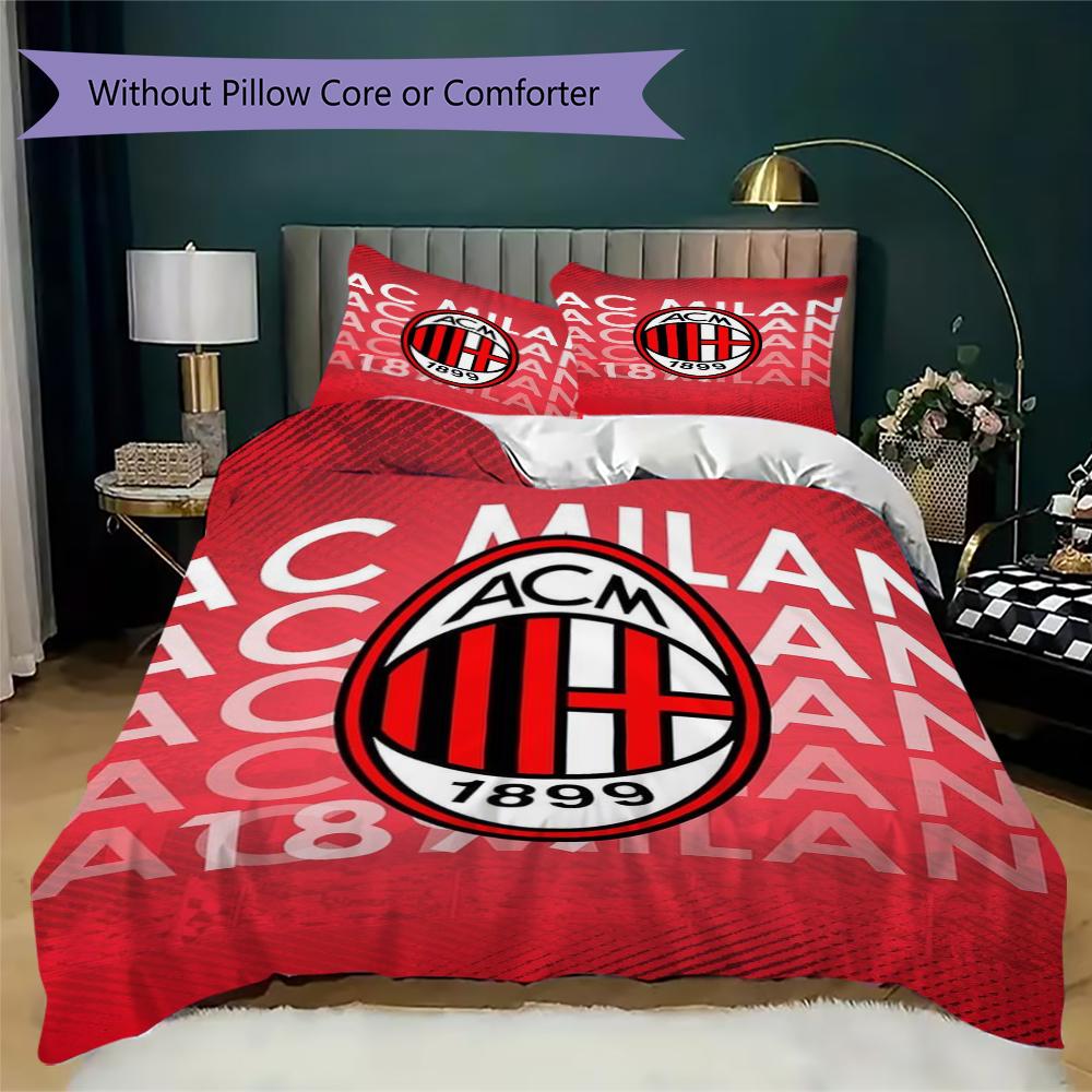 Pościel AC Milan Wzór Kołdra Poszewka na poduszkę Dekoracja domu Prezent urodzinowy (1 * poszwa na kołdrę + 2 * poszewki na poduszki bez rdzenia)05