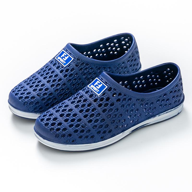 

2025 Лето Новые Мужские Шлепанцы Пляжная Обувь Унисекс Полые Уличные Повседневные Мужские Пляжные Сандалии Шлепанцы Обувь Нескользящие Мужские Шлепанцы 40 синий