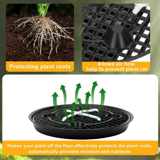 4 Pcs Self-Watering Fabric Pot Base Auto-Irrigation Plant Saucer Breathable Planter Base for 5 Gallon Grow Bag Prevent Plant Rot