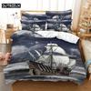 Three-Dimensional Digital Printing 2/3pc Quilt Cover Pillowcase Double Size Bed Kit Cover Quilt Microfiber Fabric Bed Cover Kit Sika Deer Sailboat